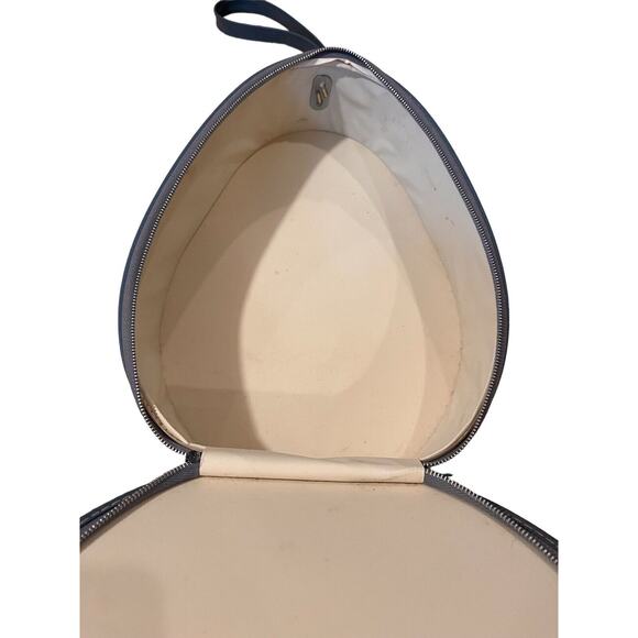 Vintage Suitcase Oval Train Case Carry On Bag Blue Mid-Century Egg Shape 1960's - Picture 4 of 14